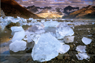 Ice chunks rocky beach mountain - a rocky beach next free wallpaper