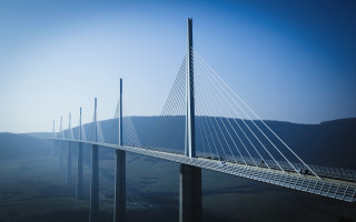 Bridge foggy mountain railings tiltshift - filip hodas free wallpaper