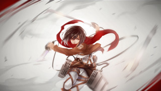Woman sword redscarf manga military - a white room free wallpaper