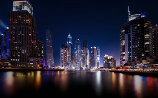 City skyline night river bridge 18 - a bridge crossing over free wallpaper
