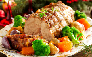 Christmas meat vegetables candle table - romanesque free wallpaper