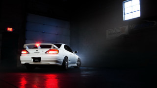 White car dark garage red - a dark garage free wallpaper