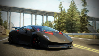 Black sports car forest bridge - f 8 aperture free wallpaper