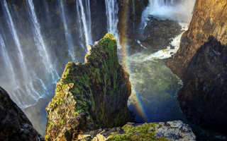 Rainbow waterfall ocean nature landscape - a rainbow free wallpaper for desktop