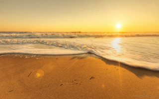 Beach waves sunset sunshine mountains - wave free wallpaper