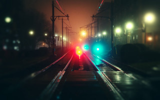Train night lights platform moon - elsa bleda free wallpaper