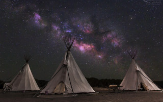Teepees night sky milky way - dan frazier free wallpaper