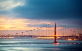 Bridge water sky city sunset - sunset free wallpaper