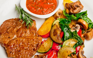 Food meat vegetables sauce plate - meat free wallpaper
