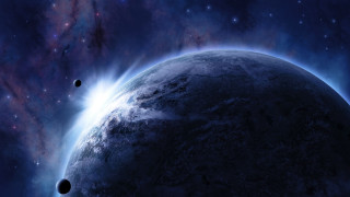Space planet stars bright light 4 - a planet free wallpaper