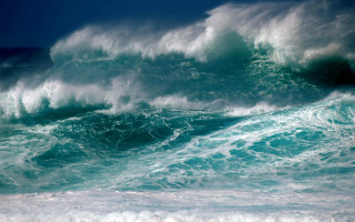 Large wave surf shore ocean - expressionism free wallpaper