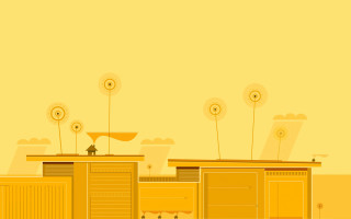 Yellow building clock sunset skyline - a yellow building free wallpaper