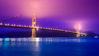 Mystical bridge water purple sky - mystical free wallpaper
