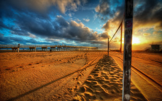 Beach sunset clouds volleyball net - a beach free wallpaper