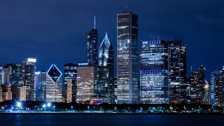 City skyline night lights river 2 - night free wallpaper