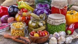 Vegetables fruits glass jars burlap 2 - professional free wallpaper for desktop