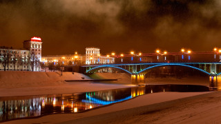 Bridge river city night lights 29 - a bridge over a river free wallpaper
