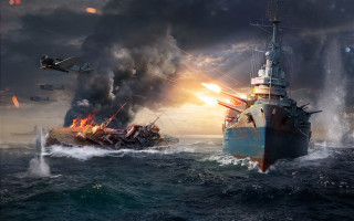 Battle ship plane helicopter matte - darek zabrocki free wallpaper