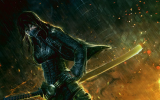 Woman sword fire water epic - epic fantasy character art free wallpaper