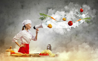 Chef vegetables megaphone food photography - artur grottger free wallpaper for desktop