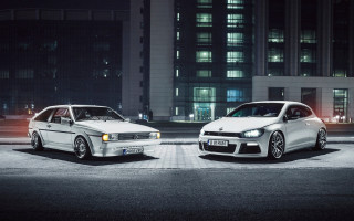 Two white cars night city - night time free wallpaper for desktop