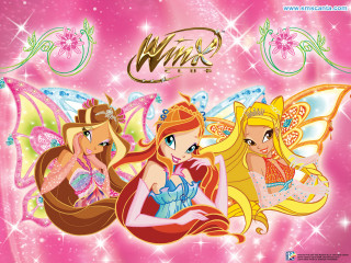 Cartoon characters pink background stars - a fairy free wallpaper
