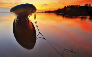 Boat sunset water rope impressionist - impressionist free wallpaper