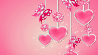 Pink hearts bows strings love - a bow free wallpaper