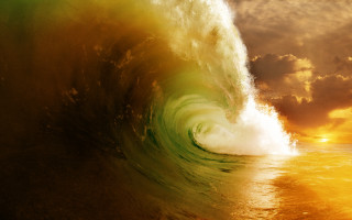 Sunset wave surfing ocean cloudy - sunset free wallpaper