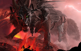 Demonic creature green eyes red 2 - chris rahn free wallpaper