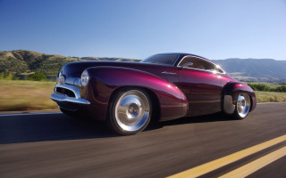 Purple car green hills mountains - a purple car free wallpaper