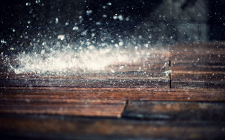 Wooden table snowing cityscape night - wooden free wallpaper