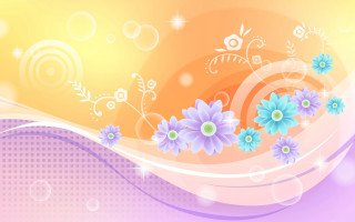 Colorful flower bubbles butterfly abstract - side and a butterfly free wallpaper