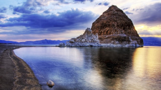 Large rock lake mountain boat - top of a lake next free wallpaper