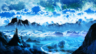 Mountain rainbow clouds fantasy planet - the cloud free wallpaper