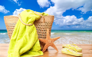 Towel starfish flipflops ocean summer - summer free wallpaper for desktop