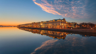 Neoclassical building river bridge sunset - sunset free wallpaper