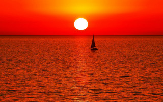 Sailboat ocean sunset matte painting - a sailboat free wallpaper