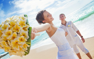 Bride groom beach flower sky - a bouquet of flowers free wallpaper