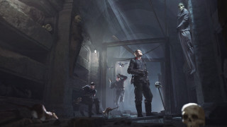 Group people room skulls floor - skull free wallpaper