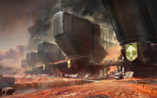 Futuristic city smoke dust giant - craig mullins free wallpaper