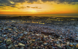Bascove beach rocks water cloudy 3 - rich moody colour free wallpaper