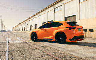 Bright orange sports car street - maximalism free wallpaper