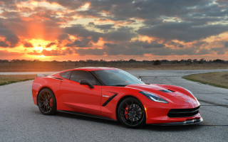 Red sports car sunset cloudy 4 - the sun free wallpaper
