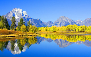 Mountain lake reflection trees sky 8 - beautiful landscape free wallpaper