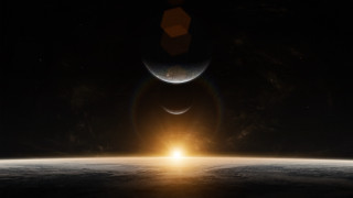 Earth space moon lensflare ocean - a bright light in the middle of it free wallpaper