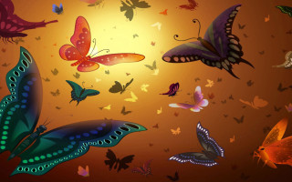 Butterflies sun glow magic realism - a yellow light in the middle free wallpaper