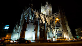 Cathedral night lit clock tower - dave allsop free wallpaper