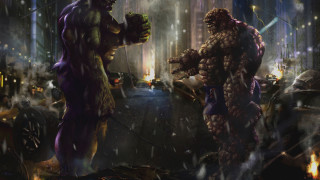 Giant monster cityscape night lighting - a painting of a man free wallpaper