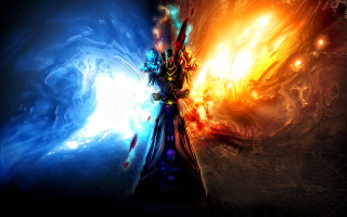 Fire ice sword hero sunset - art free wallpaper